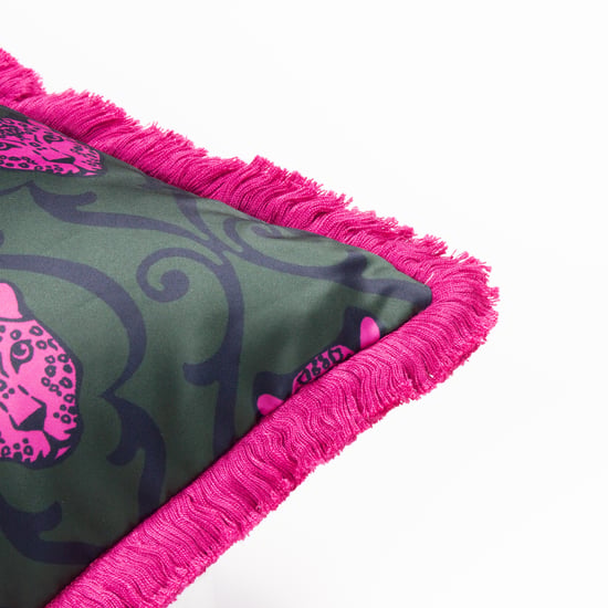 Paoletti Lupita Fringed Animal Satin Polyester Filled Cushion