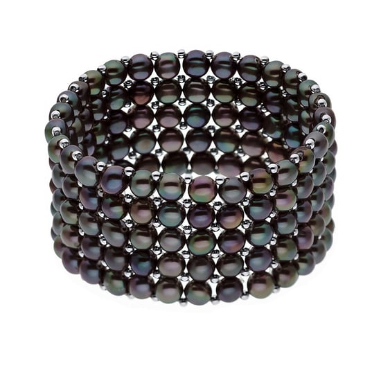 DIADEMA - Bracelet - Real Freshwater Pearls - Black Tahitian Style