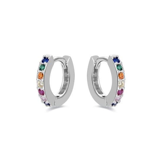 Luxenter hoepel oorbellen, 925 sterling zilver, leofcar en veelkleurige zirkonia met gerhodineerde afwerking - Image 2
