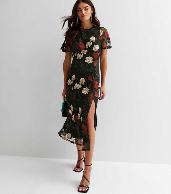 Angel Sleeves Embroidered Occasion Midi Dress