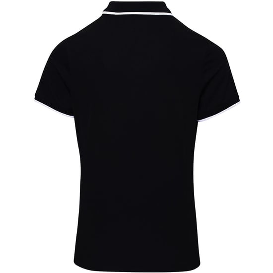 Premier Dames/dames Contrast Coolchecker Poloshirt (Zwart/Wit) - Image 2