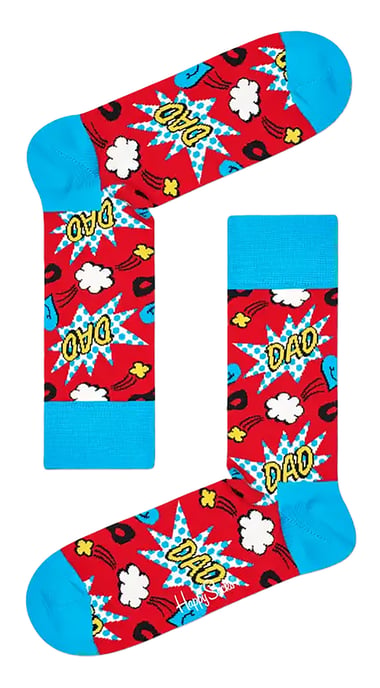 Vaderdag Sokken | Happy Socks | Grappige Rode Blauwe Sokken met Verstevigde Hak en Tee | Vaderdag Cadeau - Rood - Image 2