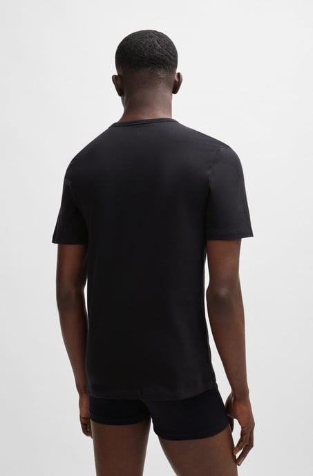 Men's Hugo 3 Pack of Cotton Underwear T-Shirts in Black