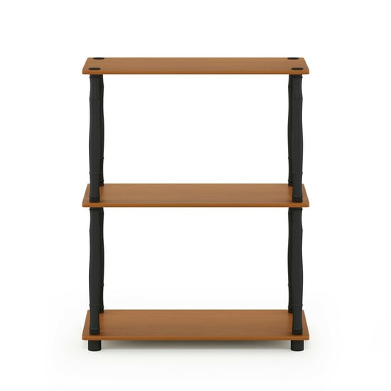 Furinno Turn-N-Tube 3-Tier Compact Multipurpose Shelf Display Rack with Classic Tube, Light Cherry/Black