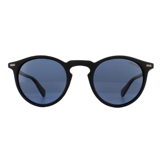 Polaroid Round Mens Matte Black Grey Polarized Sunglasses