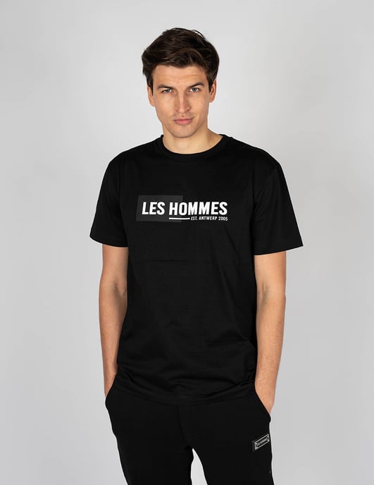Les Hommes T-shirt Front Logo Men's Black