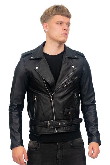 Mens Classic Brando Leather Biker Jacket-Antalya
