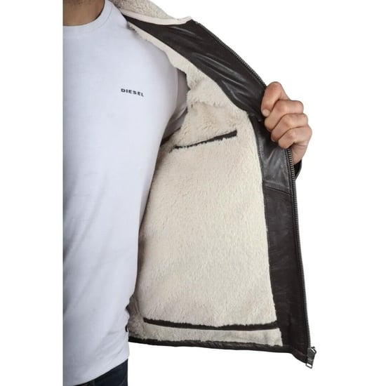 Men's Leather Quilted Biker Puffer Jacket - Brasilia