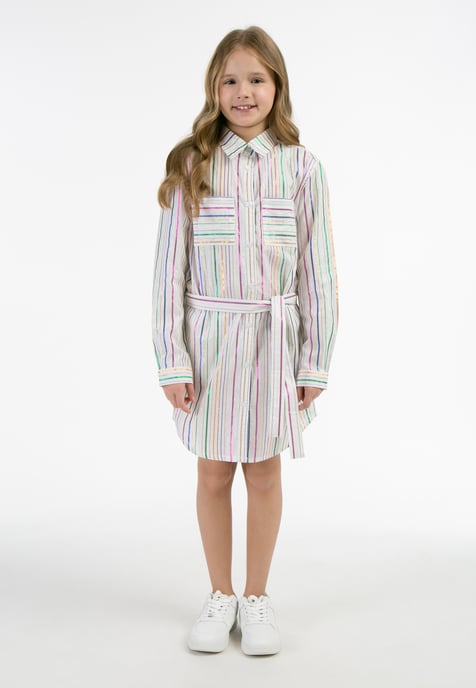 Mymo Overhemd blouse jurk Meisje Witte veelkleurige strepen - Image 2