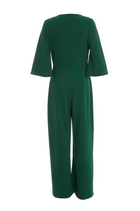 Green Tie Front Palazzo Jumpsuit