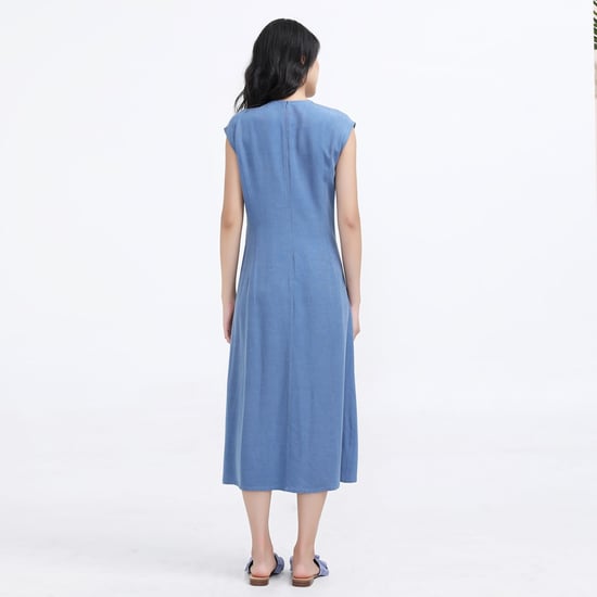 Side Tie minimalistische midi -jurk - Image 4