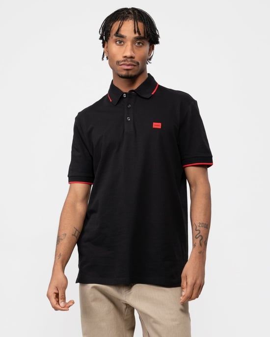 HUGO Deresino232 Mens Tipped Polo Shirt With Logo Label - Image 1