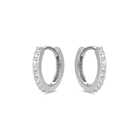 Luxenter hoepel oorbellen, 925 sterling zilveren valarys en glanzende zirkonia met gerhodineerde afwerking - Image 2
