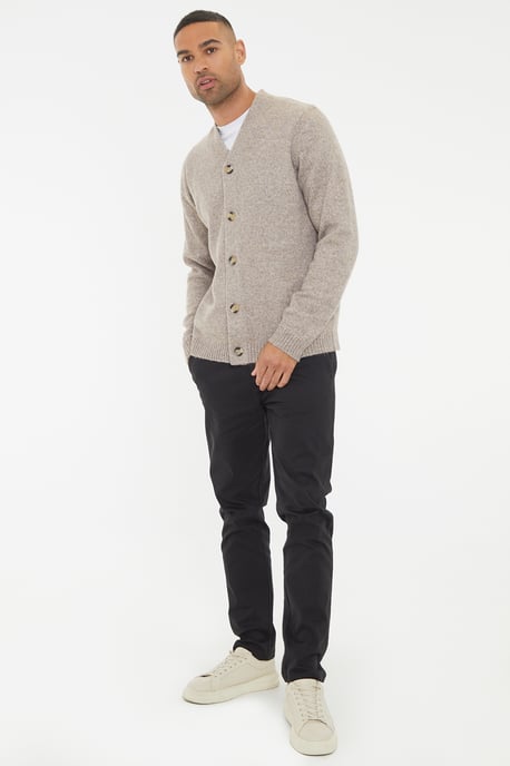 Taupe Knitted Button Up Cardigan