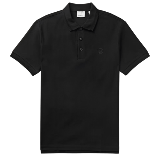 Burberry Branded Circle Logo Black Polo Shirt - Image 1