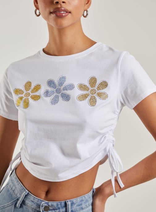 Tie Diamante Flower Top