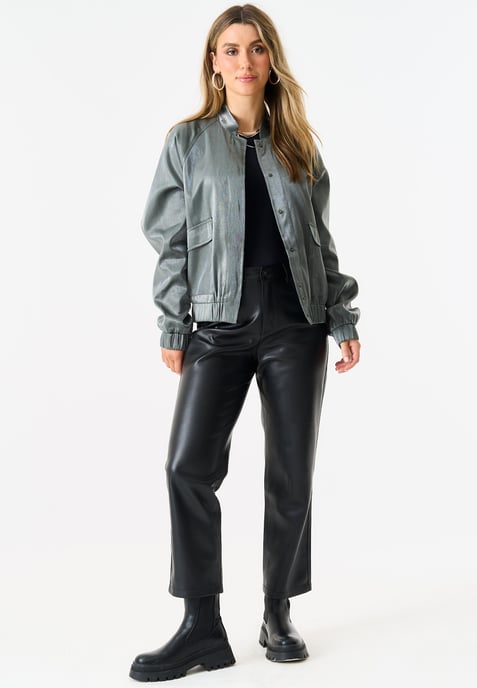 Metallic Elasticated Waist Bomber Jacket