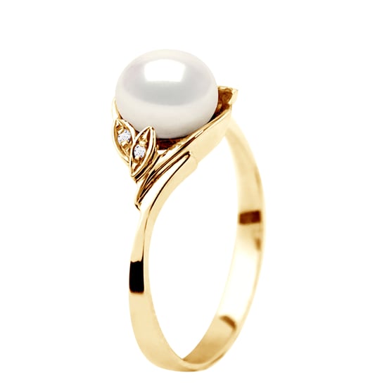 DIADEMA - Ring - Yellow Gold - Real Freshwater Pearls - White