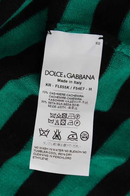 Dolce & Gabbana Dames Groene Zwarte Zijden Kasjmier Trui - Image 6