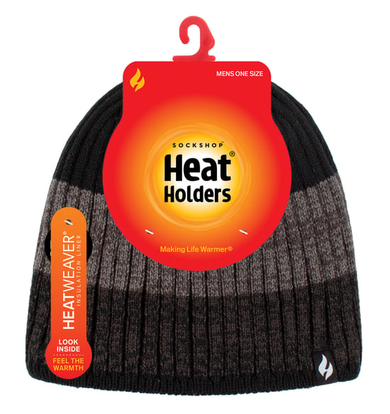 Heat Holders - Thermische gestreepte wintermuts voor heren - Zwart - Image 2
