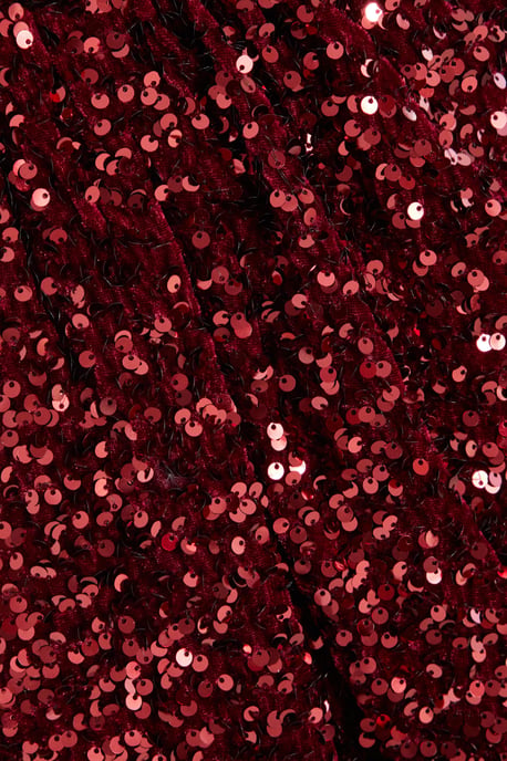 Dark Red Sequin Wrap Mini Dress