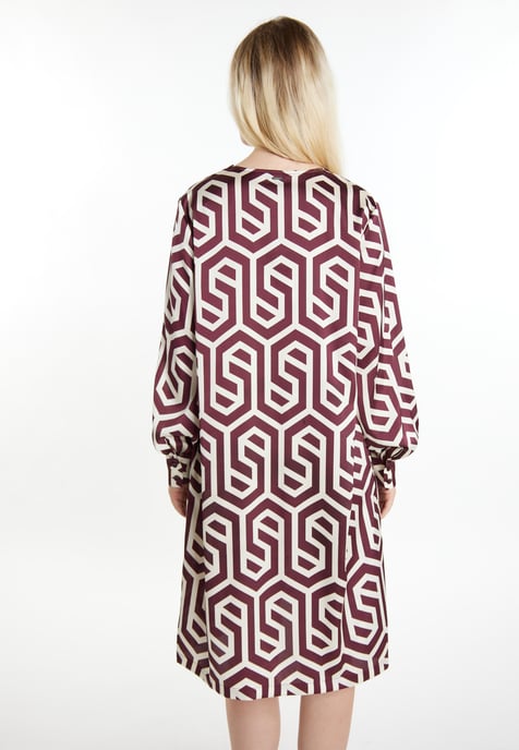 Dreimaster midi-jurk Dames Gebroken witte Bordeaux - Image 4