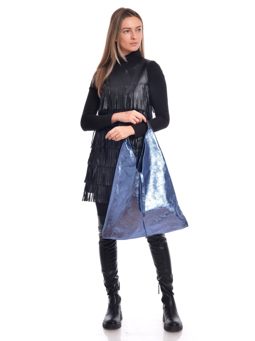 Isabella Rhea SS22 IR 8052 Blauw Rundleer Tas - Image 5