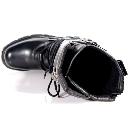 New Rock Knee High Black Leather Gothic Boots-272-S1