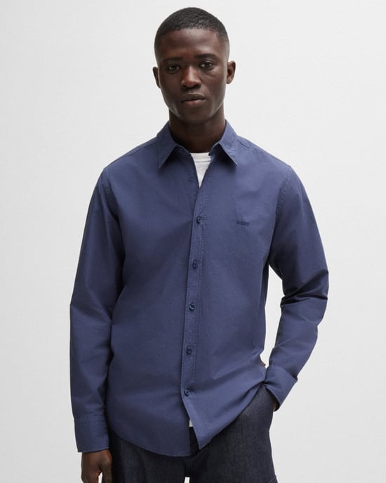 BOSS Orange Relegant 6 Heren Regular-Fit Shirt van Katoen Poplin met Kent Kraag - Image 3