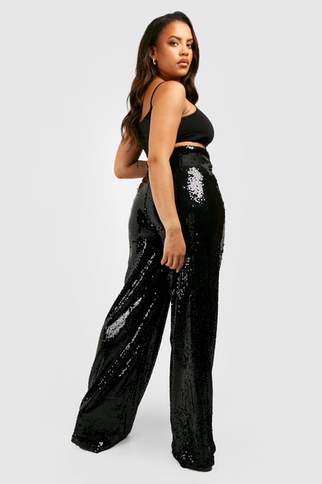 Plus Sequin Wide Leg Trousers