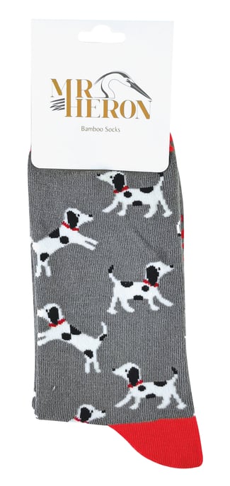 Mr Heron - Nieuwe bamboesokken voor heren met honden aan - Dalmatiërs (Houtskool) - Image 2