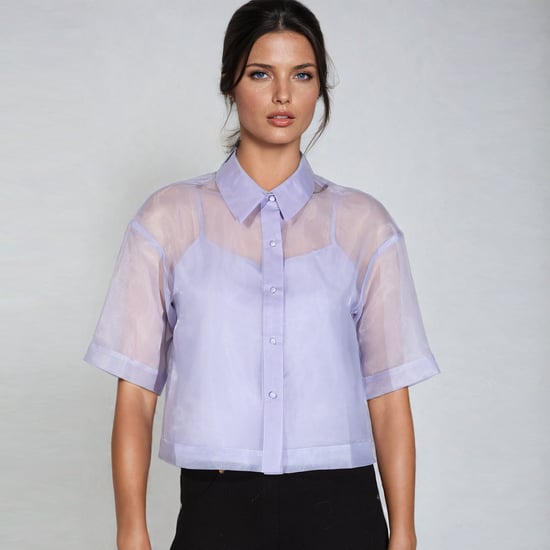 Organza overhemd met korte mouwen en flappen - Image 1