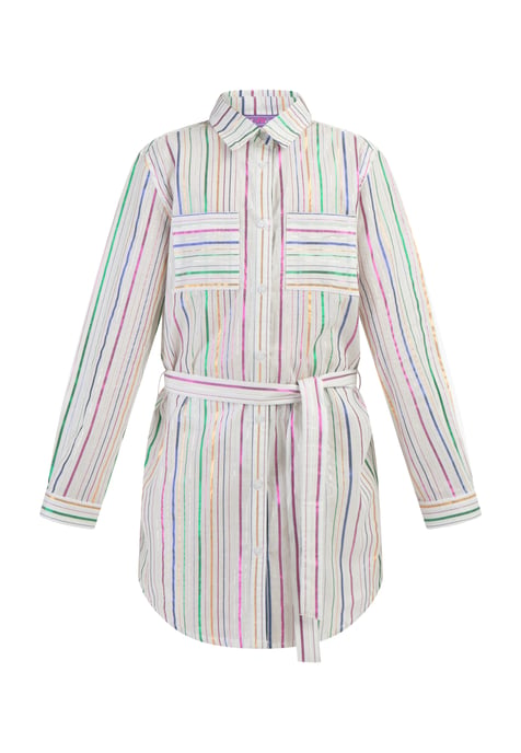 Mymo Overhemd blouse jurk Meisje Witte veelkleurige strepen - Image 1