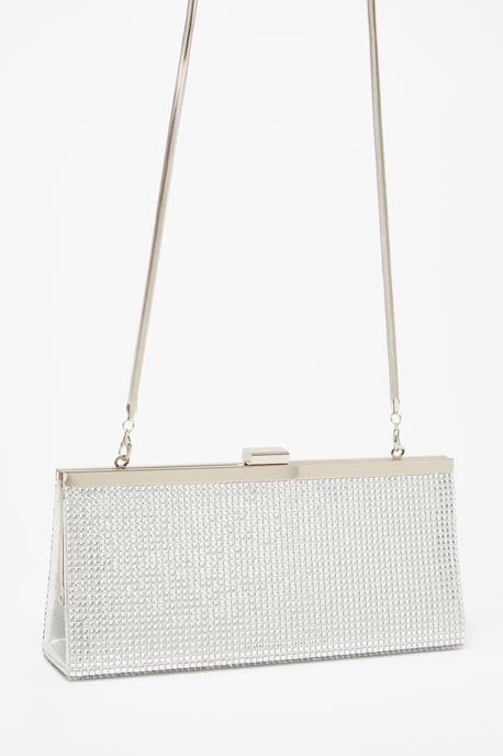 Silver Diamante Clutch Bag