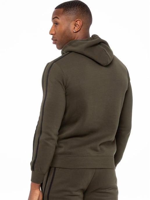 Enzo | Heren Pullover Tape Hoodie Tracksuit Set - Khaki - Image 4