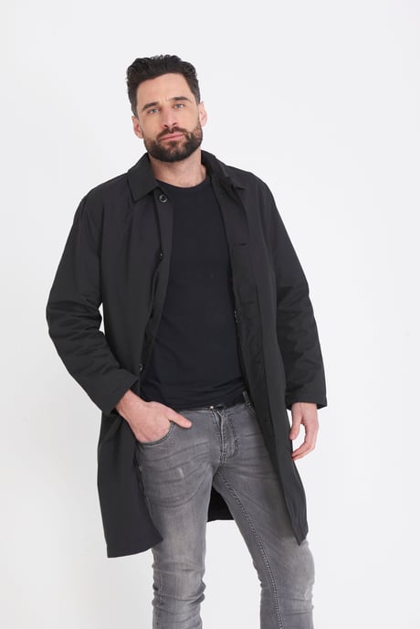 Carter & Jones Fleece Lined Raincoat in Black