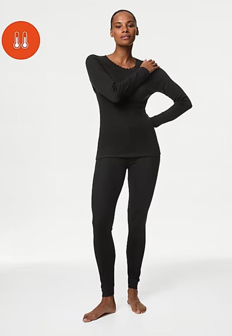 M & S Womens 2 Pack Thermische Pointelle Legging In Zwart - Image 5