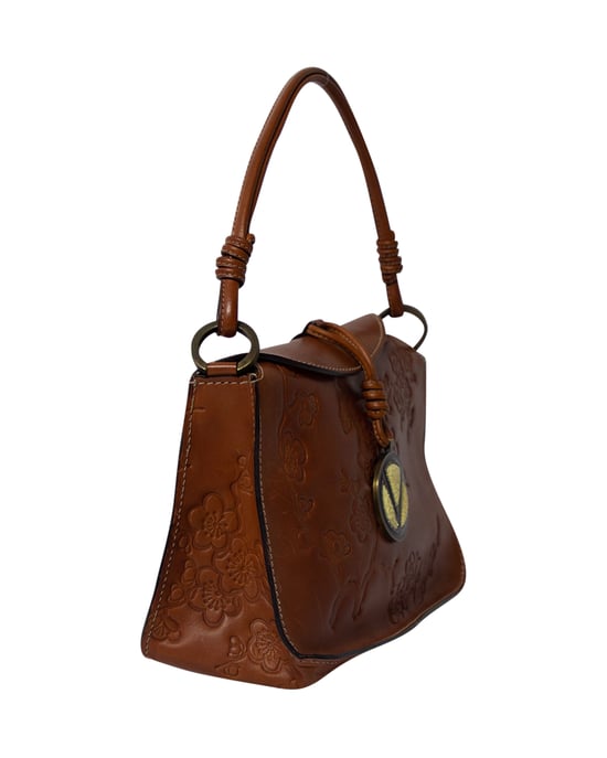 Valentino Garavani Flower Embossed Hobo Bag in Brown Leather - Image 2