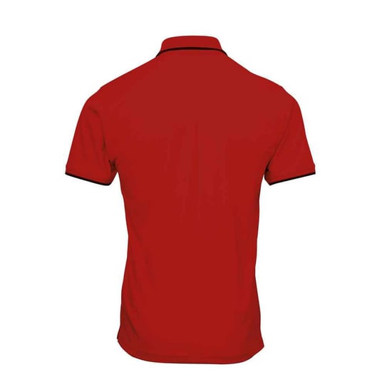 Premier Mens Coolchecker Contrast Pique Polo Shirt (Red/Black)