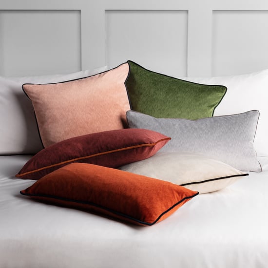 Paoletti Torto Mottled Velvet Contrast Piped Polyester Filled Cushion