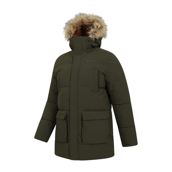 Mountain Warehouse Waterafstotende gewatteerde parka voor heren (Kaki Groen) - Image 4