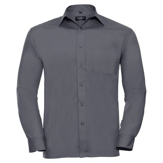 Russell Collection Heren Poplin Easy-Care overhemd met lange mouwen (Konvooi Grijs) - Image 1