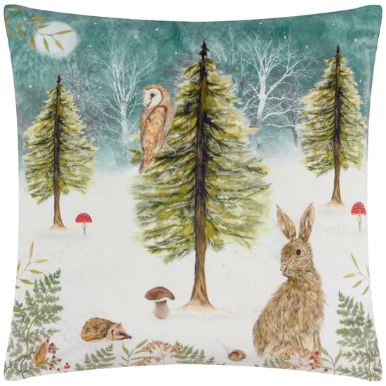 Evans Lichfield Christmas Owl Velvet Cushion
