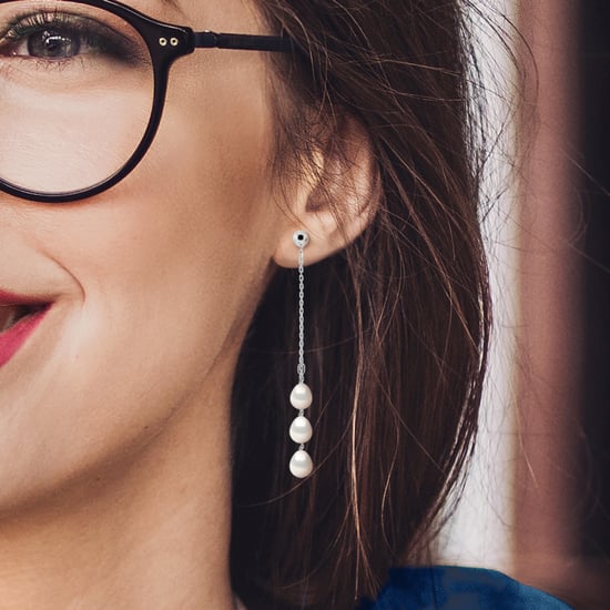 Earrings Trio - 3 Real Cultured Freshwater Pearls Pear 7-8 mm