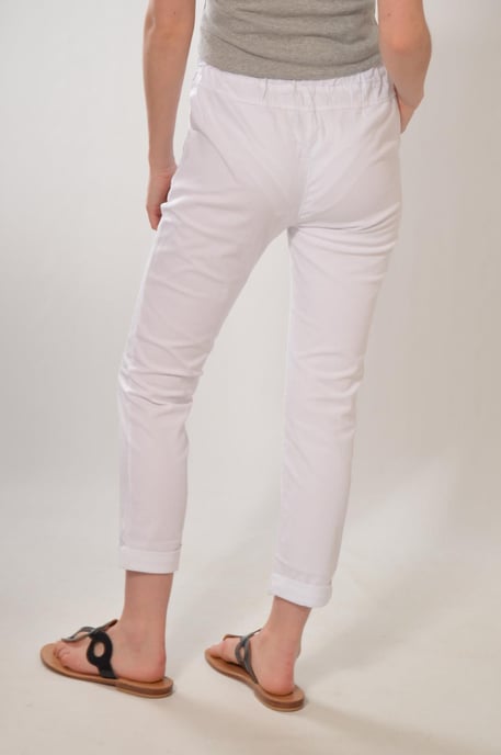 Tie Front Cotton Roll Hem Trousers - Image 5