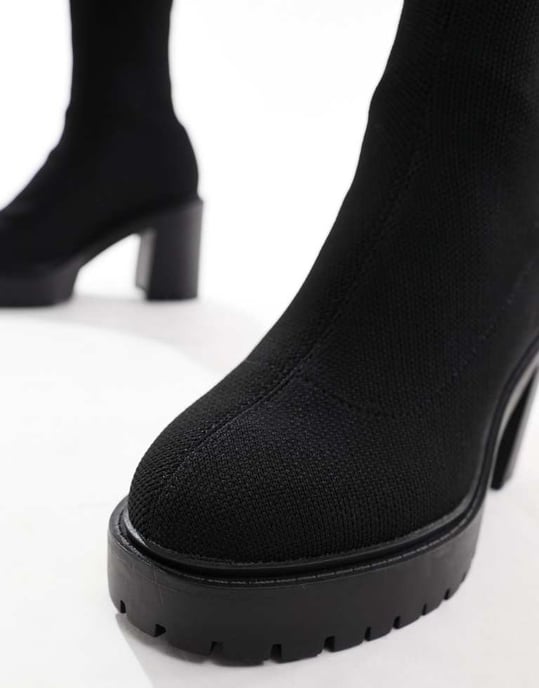 ASOS DESIGN Explore chunky heeled sock boots in black