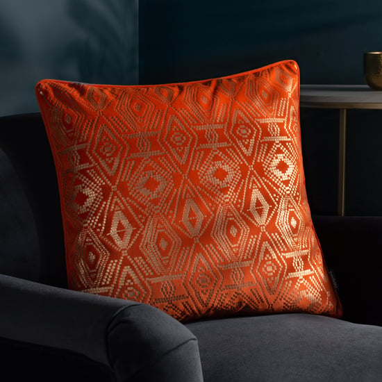 Paoletti Tayanna Geometric Foil Piped Polyester Filled Cushion
