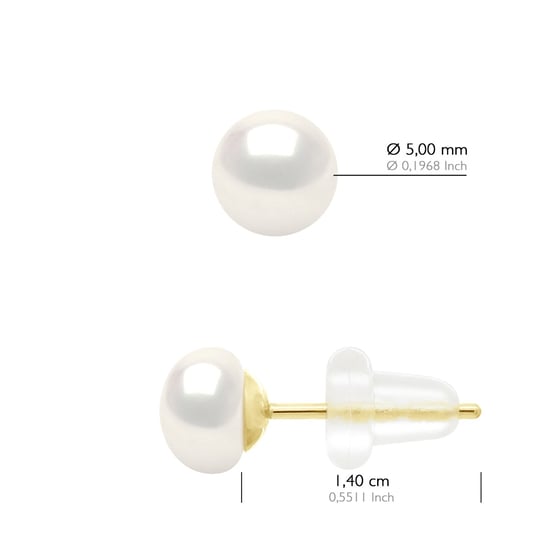 Earrings Real Cultured Freshwater Pearls Button 5-6 mm