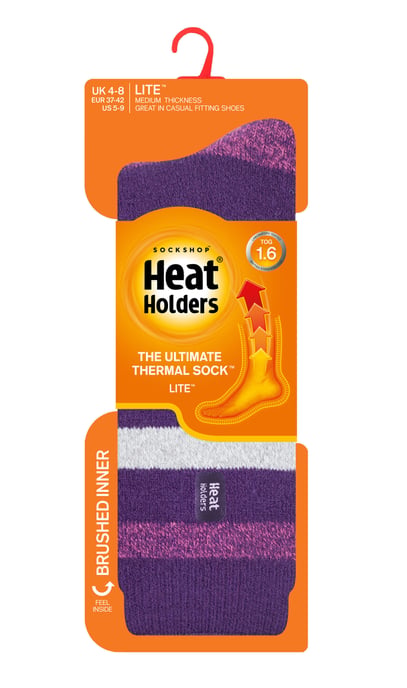 Heat Holders Lite - Geïsoleerde thermo damessokken - Purple Stripe (Jasmine) - Image 2