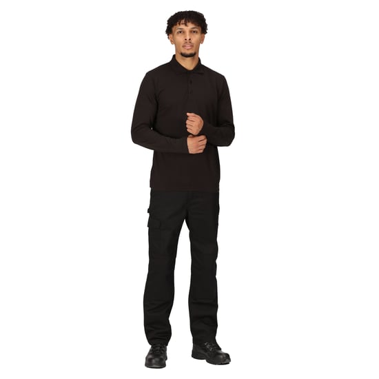 Regatta Mens Pro Long-Sleeved Polo Shirt (Black)